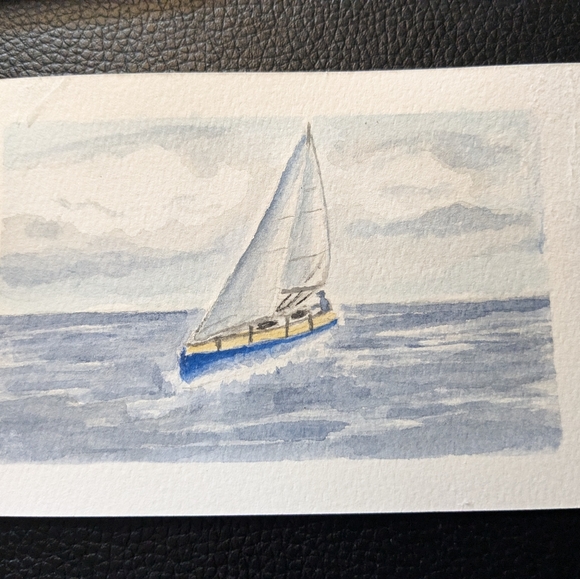 Original Watercolor Postcards - Sailboats - Picture 3 of 5